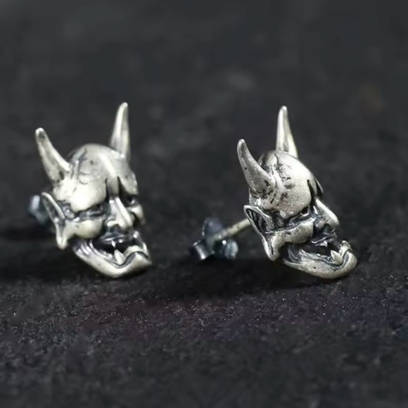 “Oni Mask” Hannya Japanese Horned Demon Gargoyle Ghost Horror Oddity Spooky Stud - Picture 5 of 10